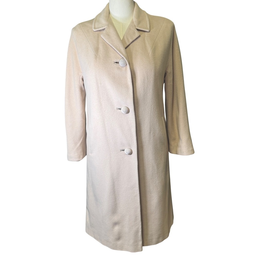 Elegant Fashions Vintage Beige 80%‎ Cashmere 20% Mink Hand Tailored Long Coat L